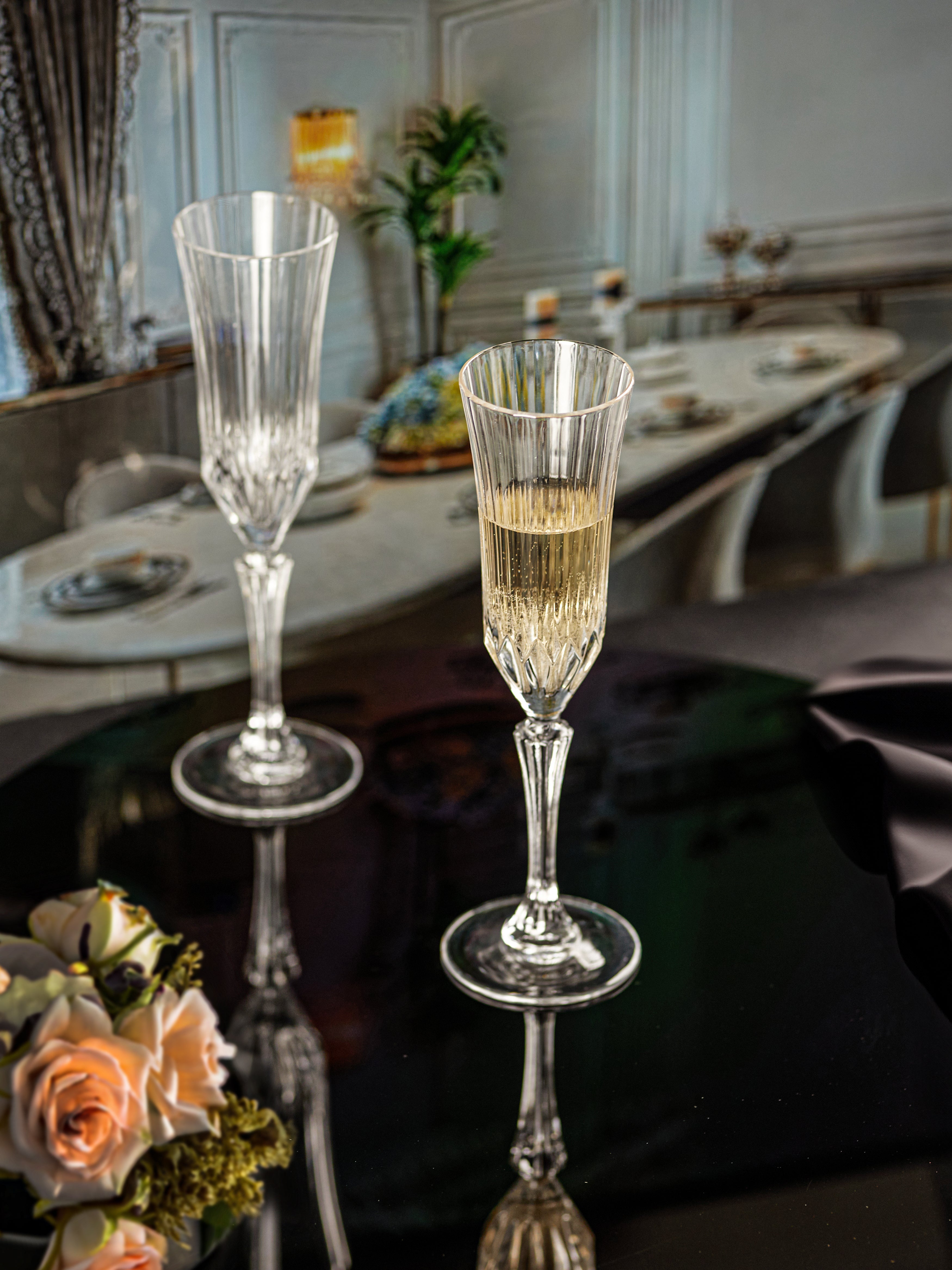 Celestial Sparkle Champagne Flute Glass Set of 4