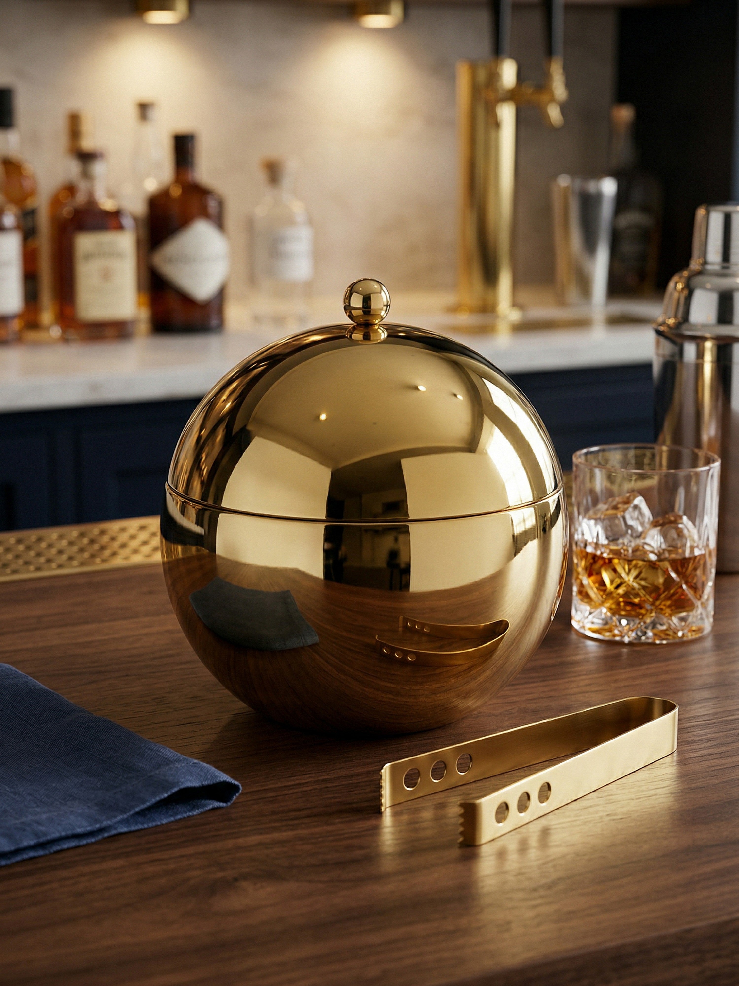 The Golden Atlas Ice Bucket with Tongs