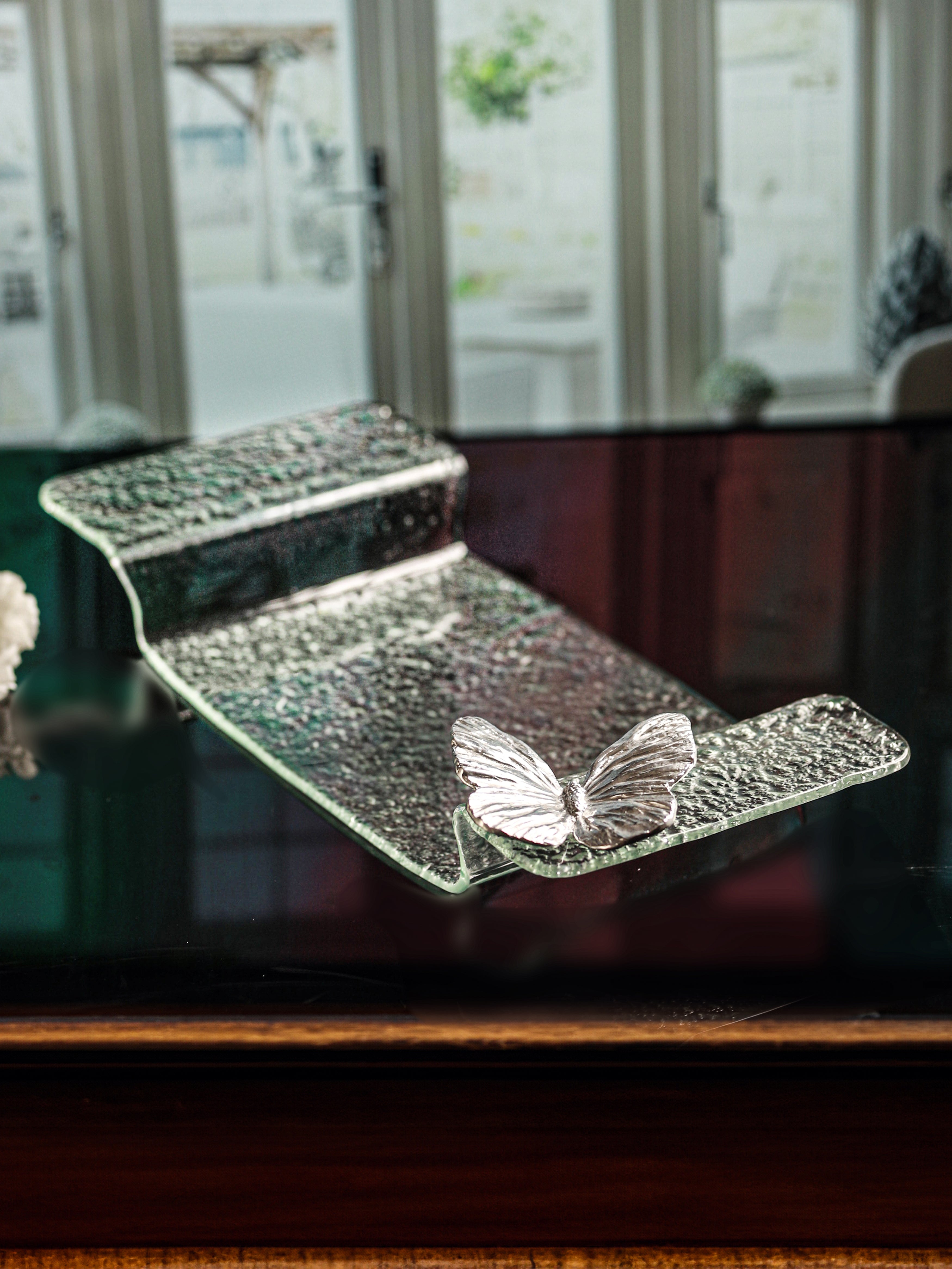 Butterfly Basket Clear Glass Serving Platter