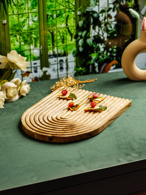HANDCRAFTED WOODEN HALF MOON PLATTER