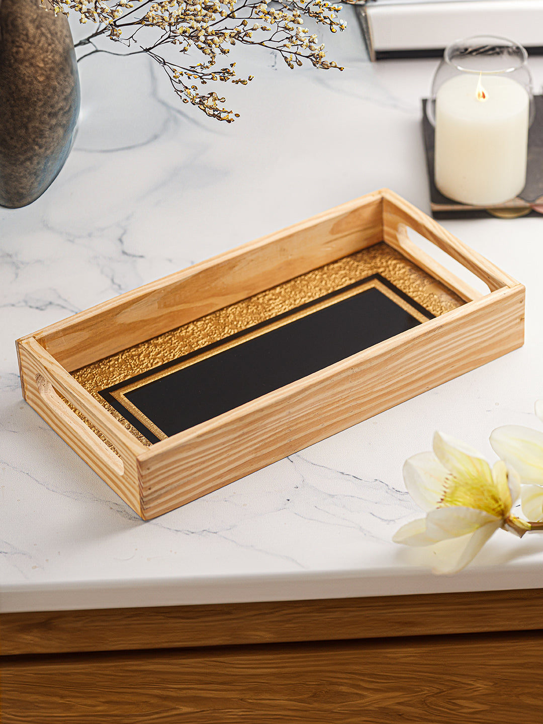 Noir & Gold Serving Tray