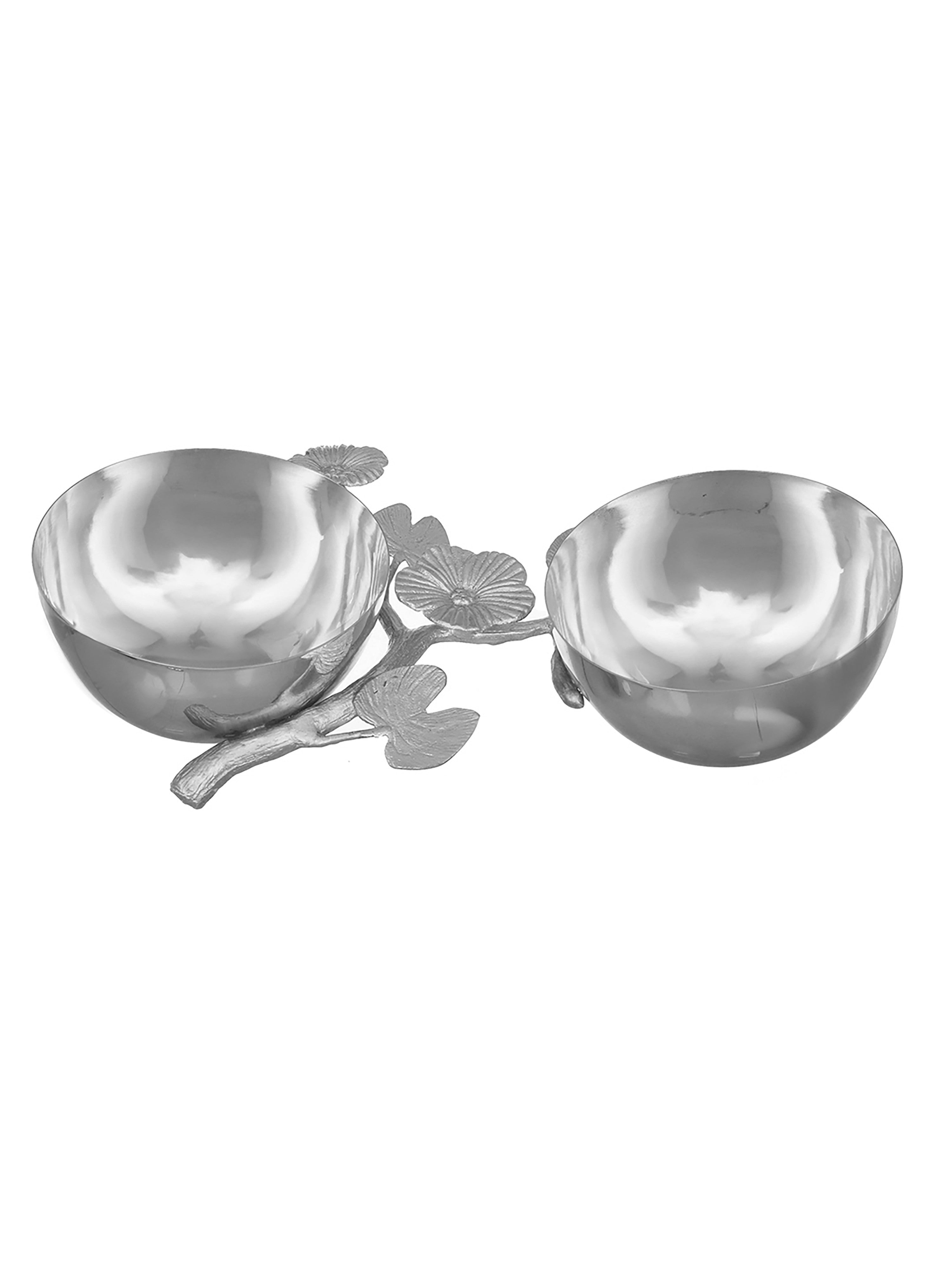 FlowerFleck Dual Nut Dish-Silver