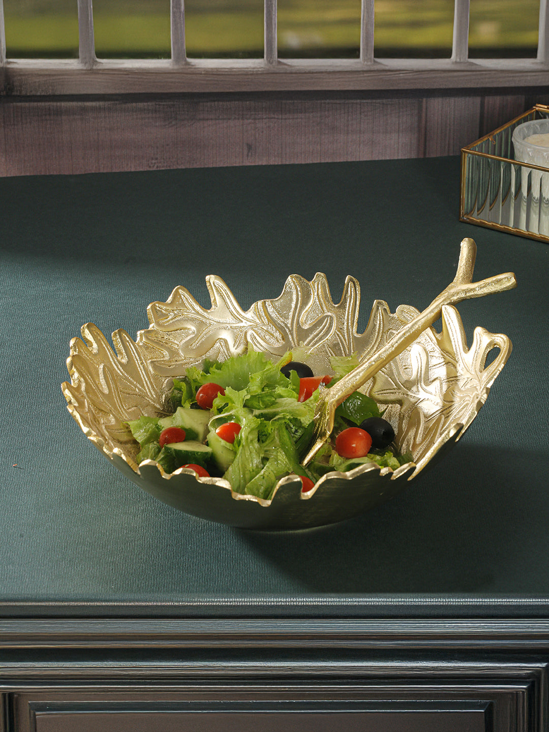 Lush Leaves Salad Bowl & Server