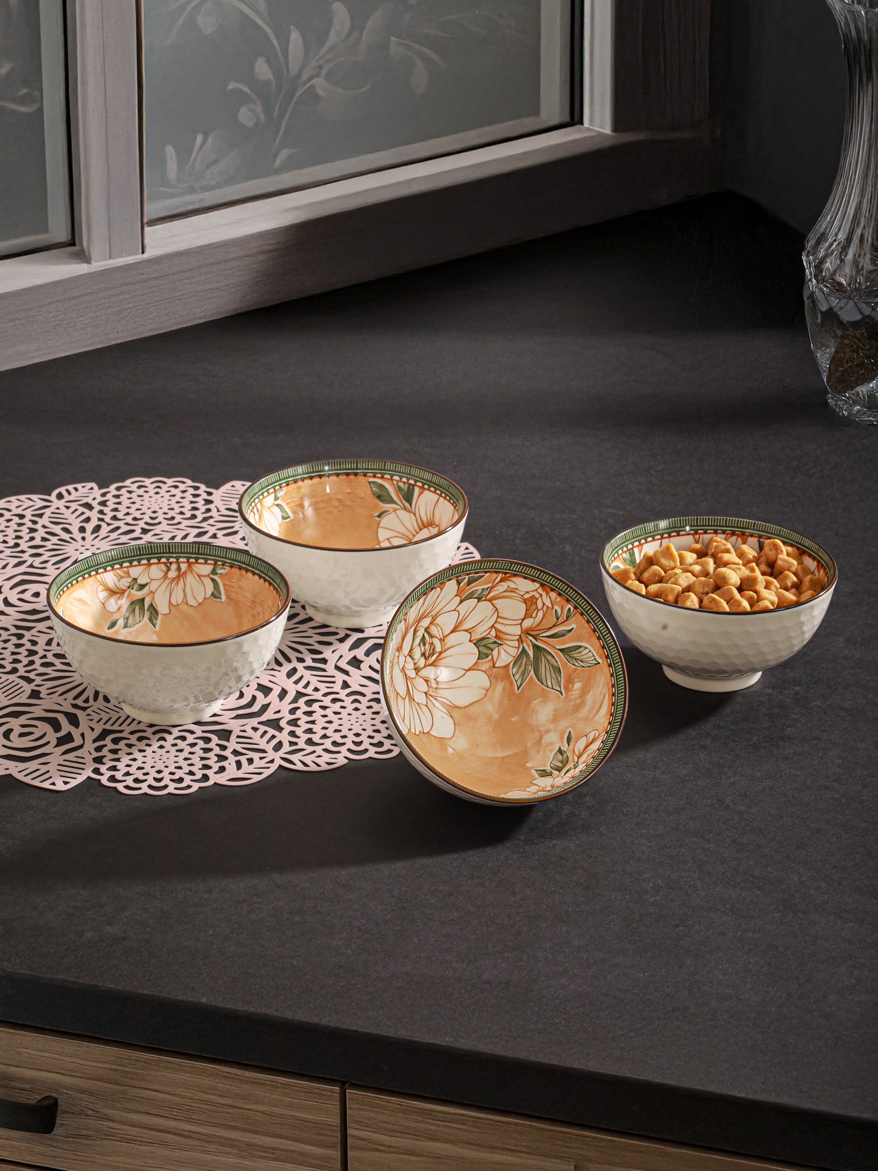 Pastel Petal Fine Porcelain Snack Bowls-Pack of 4