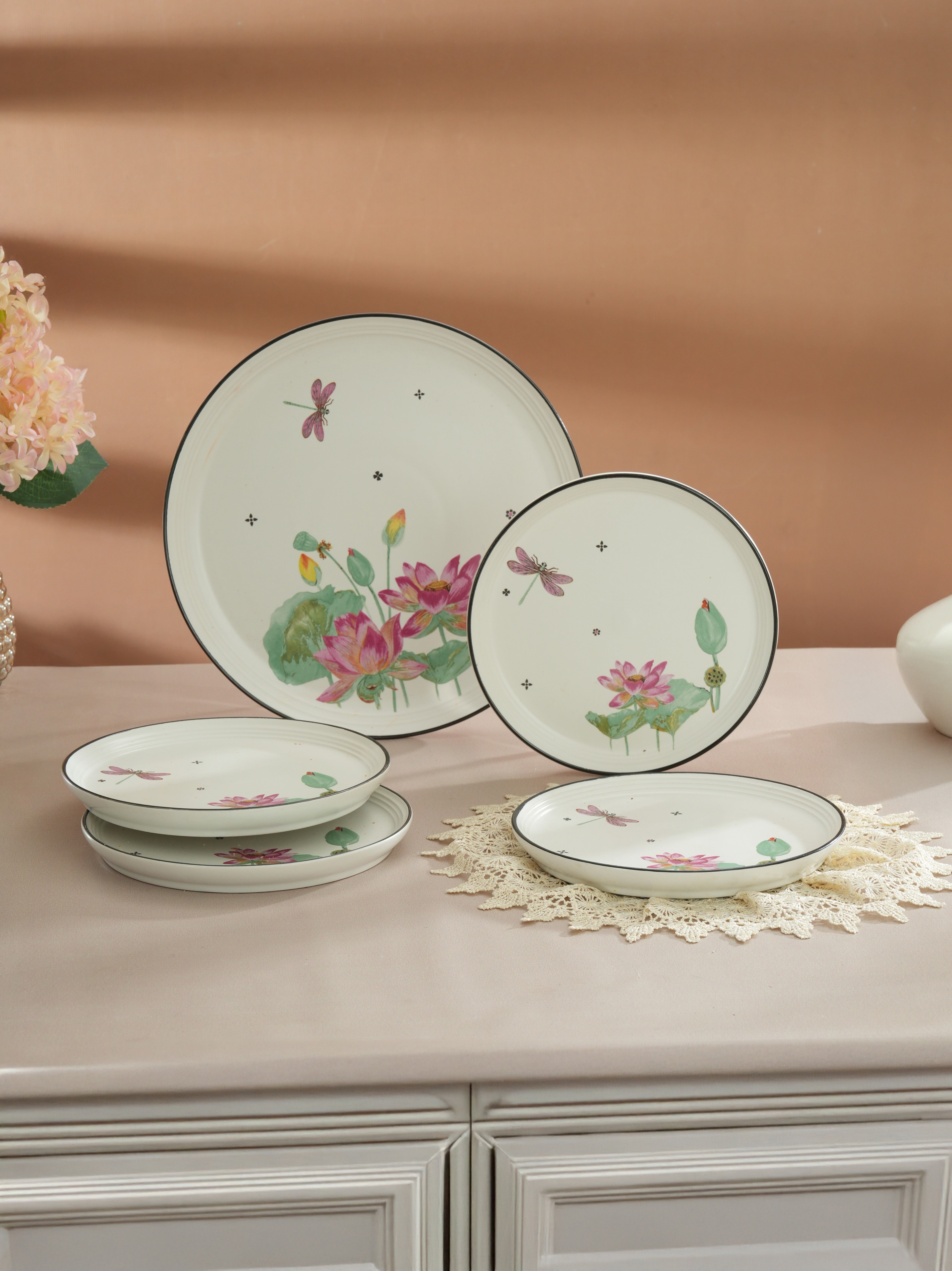Dragonfly Bloom Porcelain Snack Set (Pack of 5)