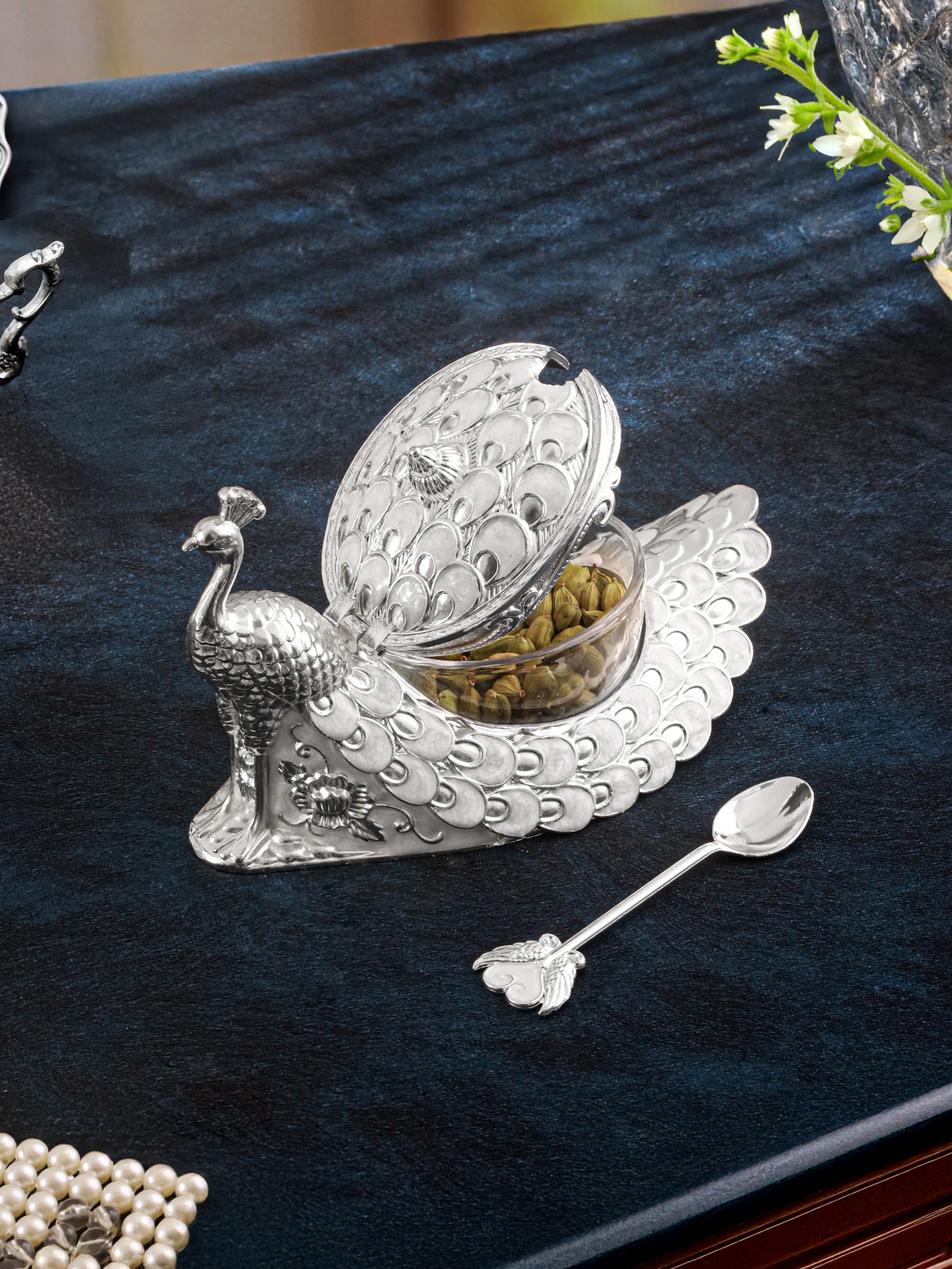 Royal Feather Silver Bowl with Spoon