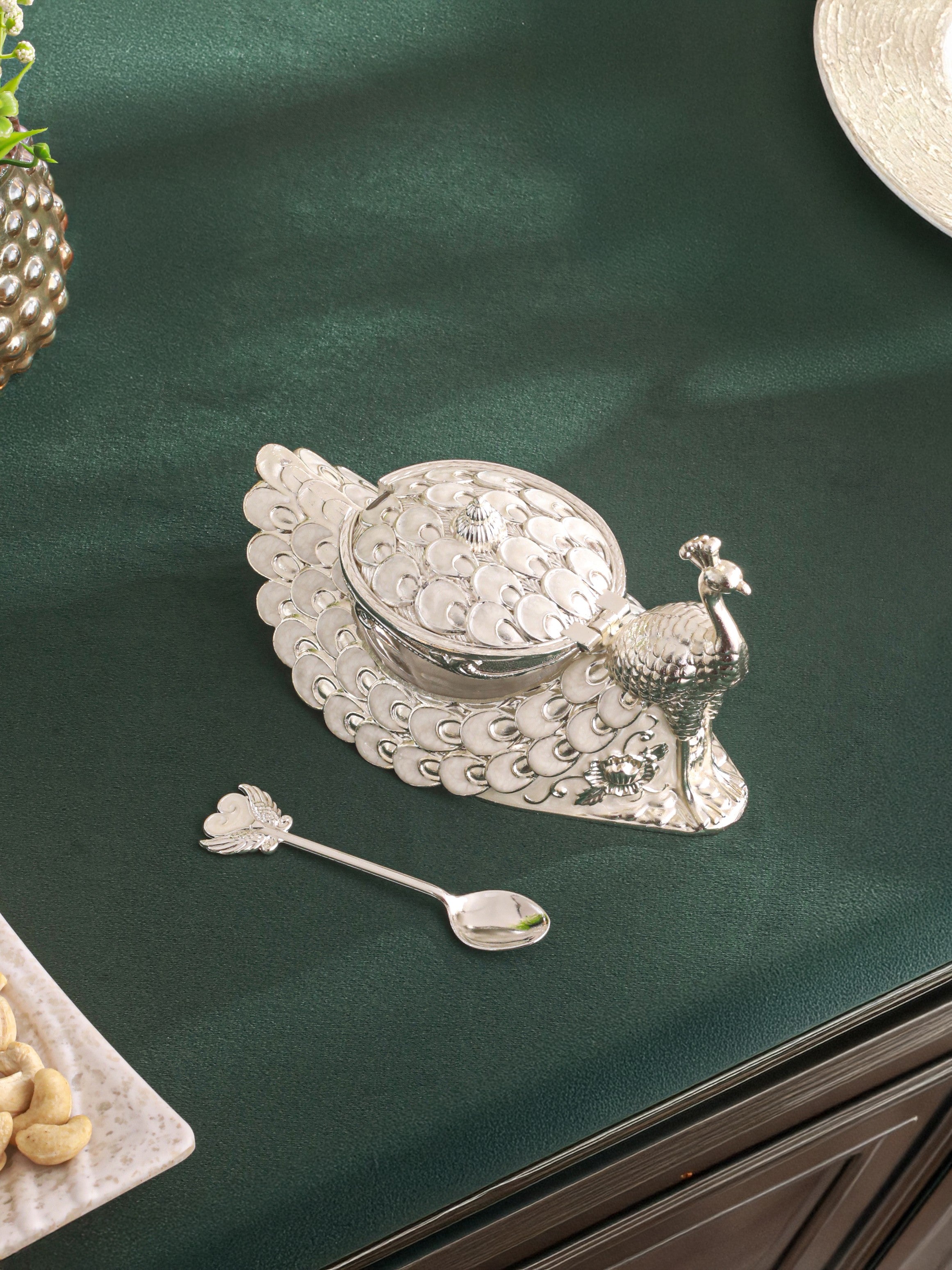 Royal Feather Silver Bowl with Spoon