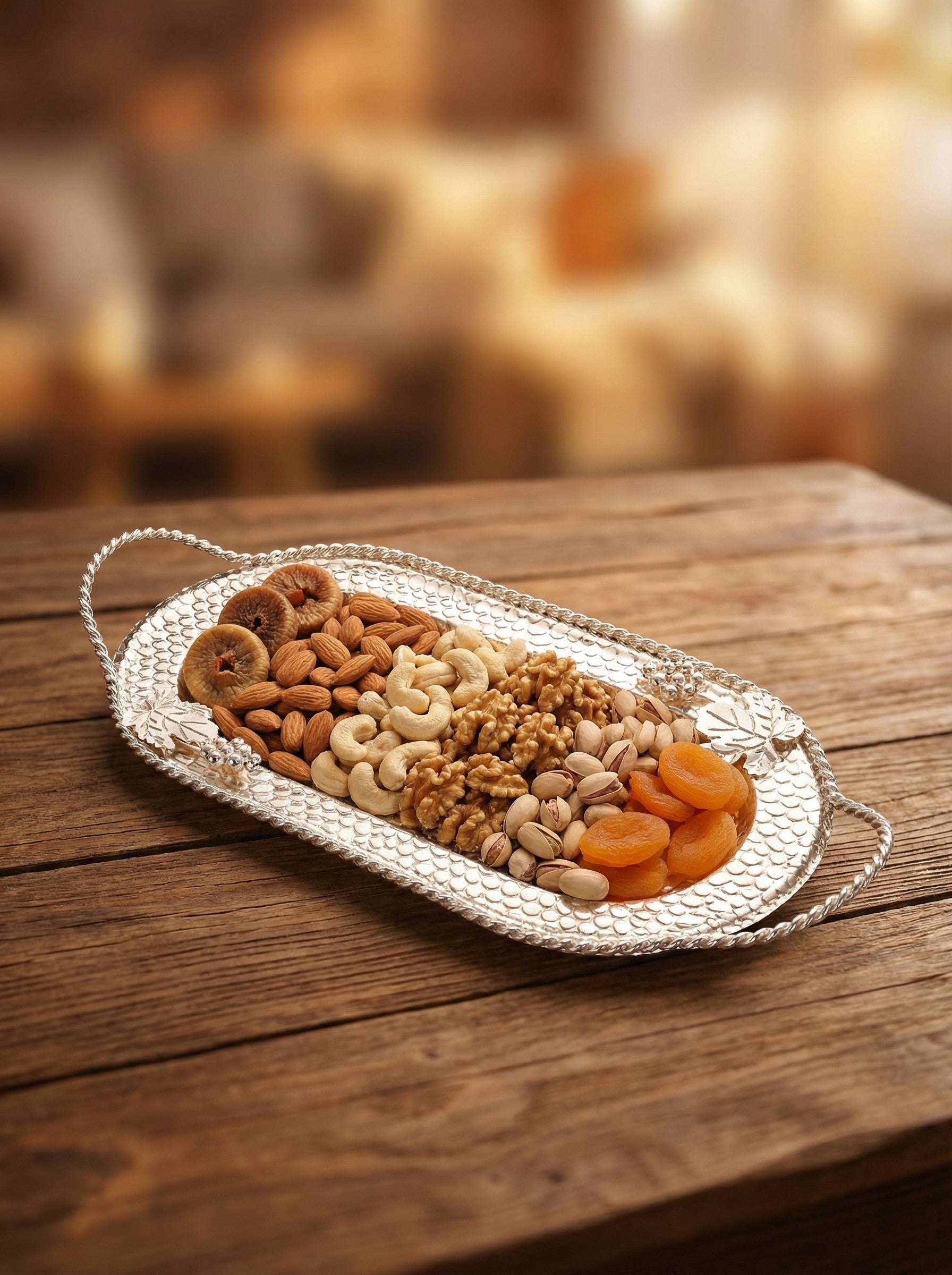 Royal Oval Silver Tray with Rope Handles