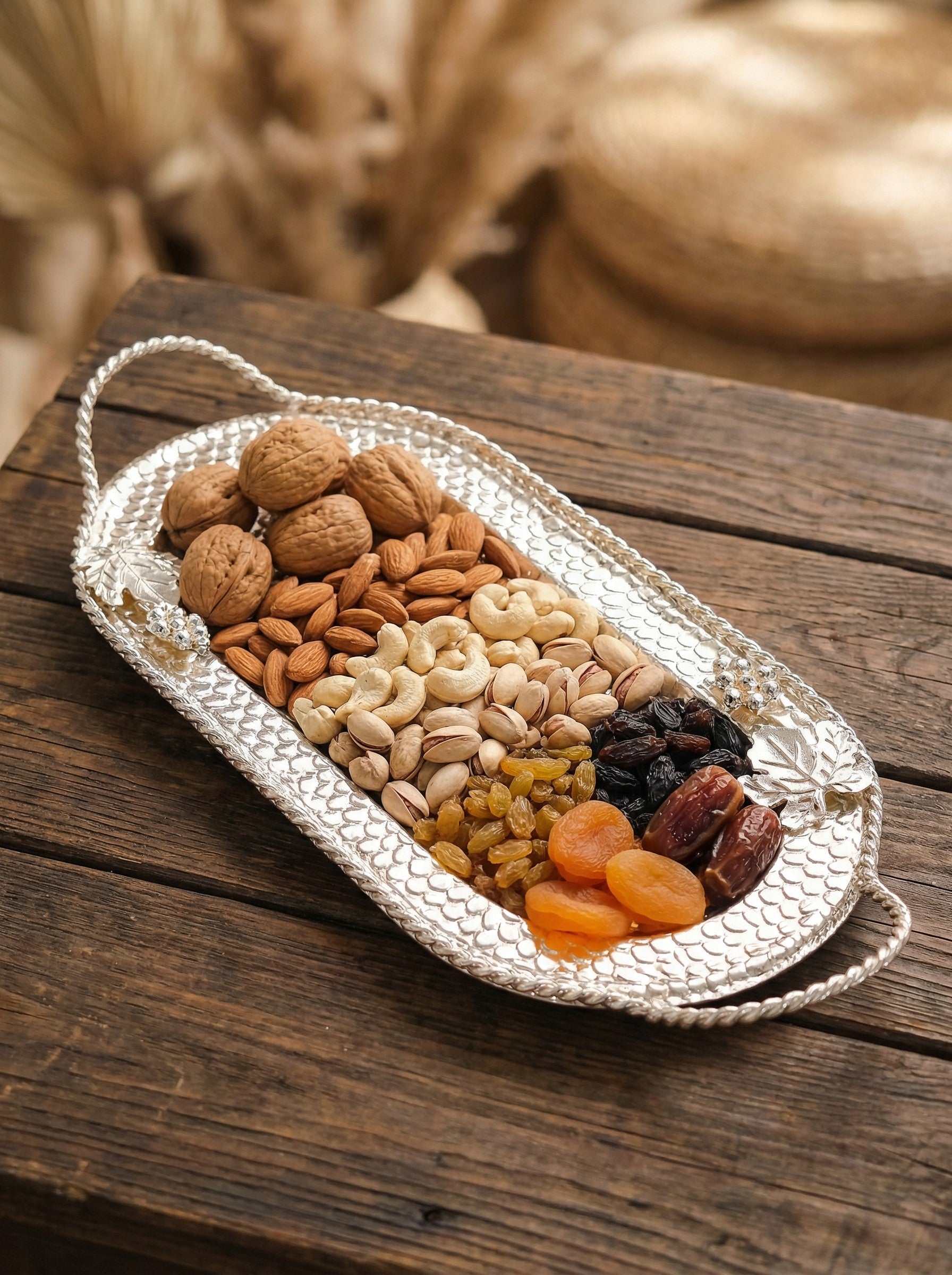 Royal Oval Silver Tray with Rope Handles