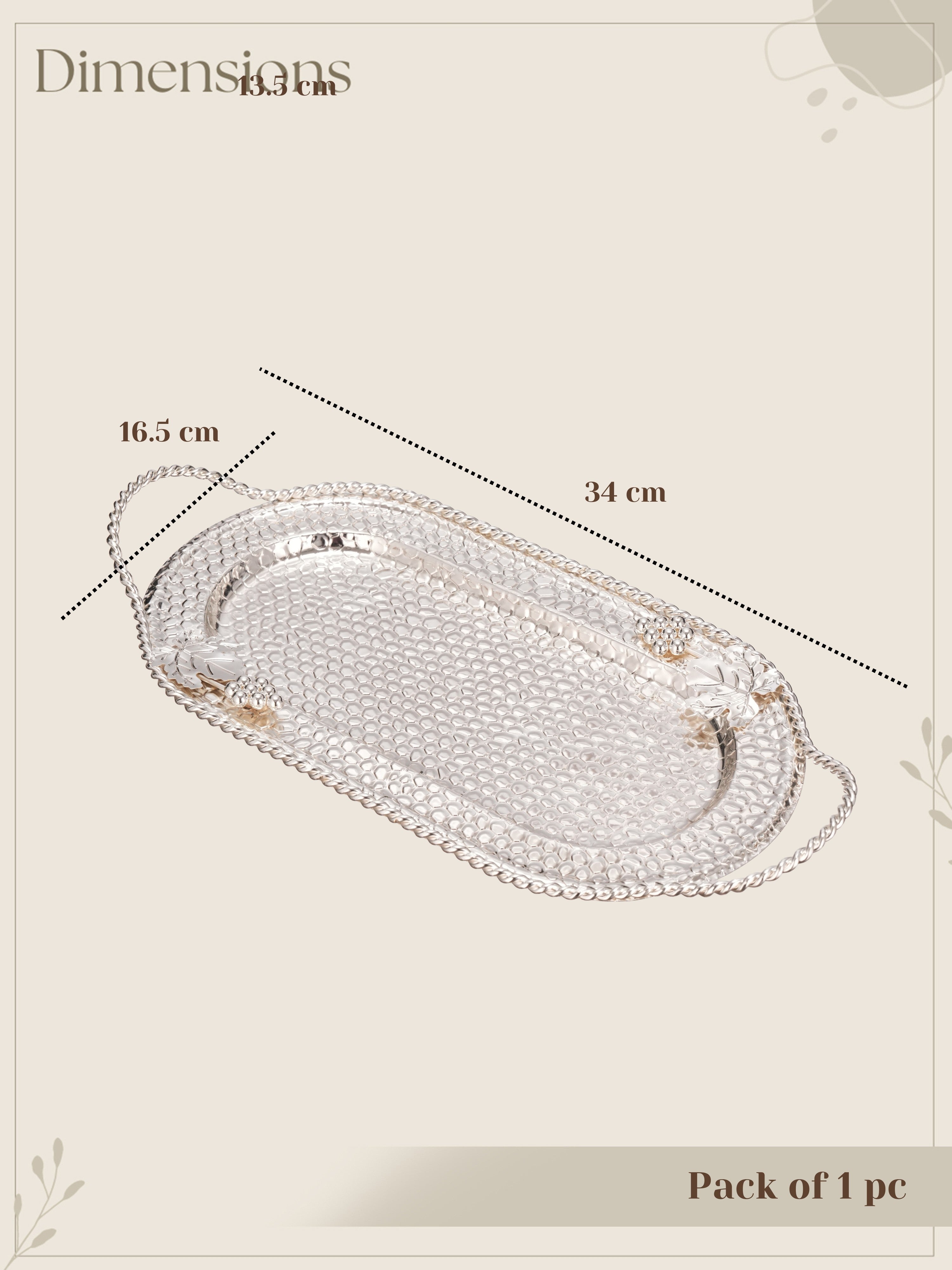 Royal Oval Silver Tray with Rope Handles