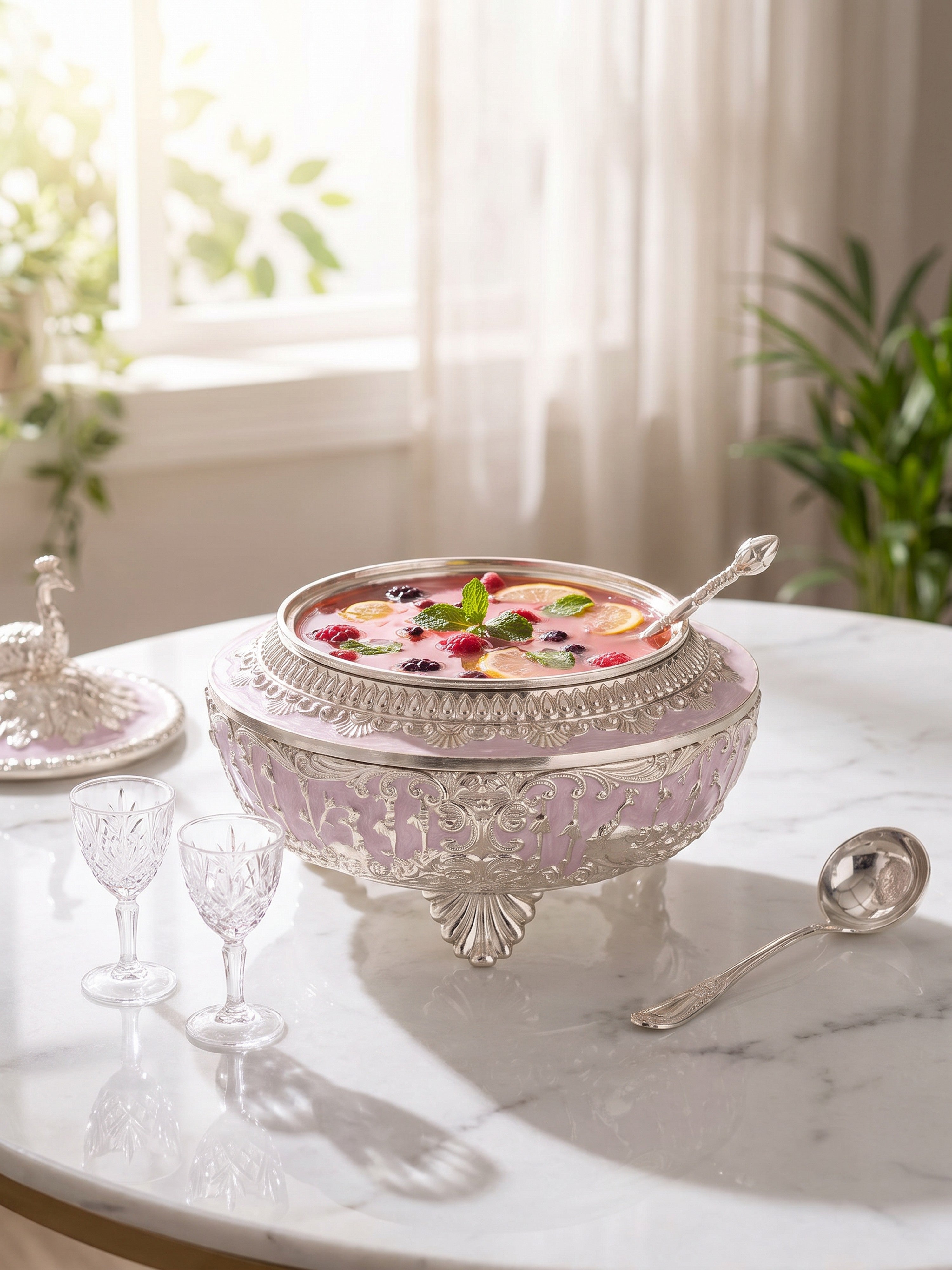 Lilac Crest Covered Bowl with Spoon