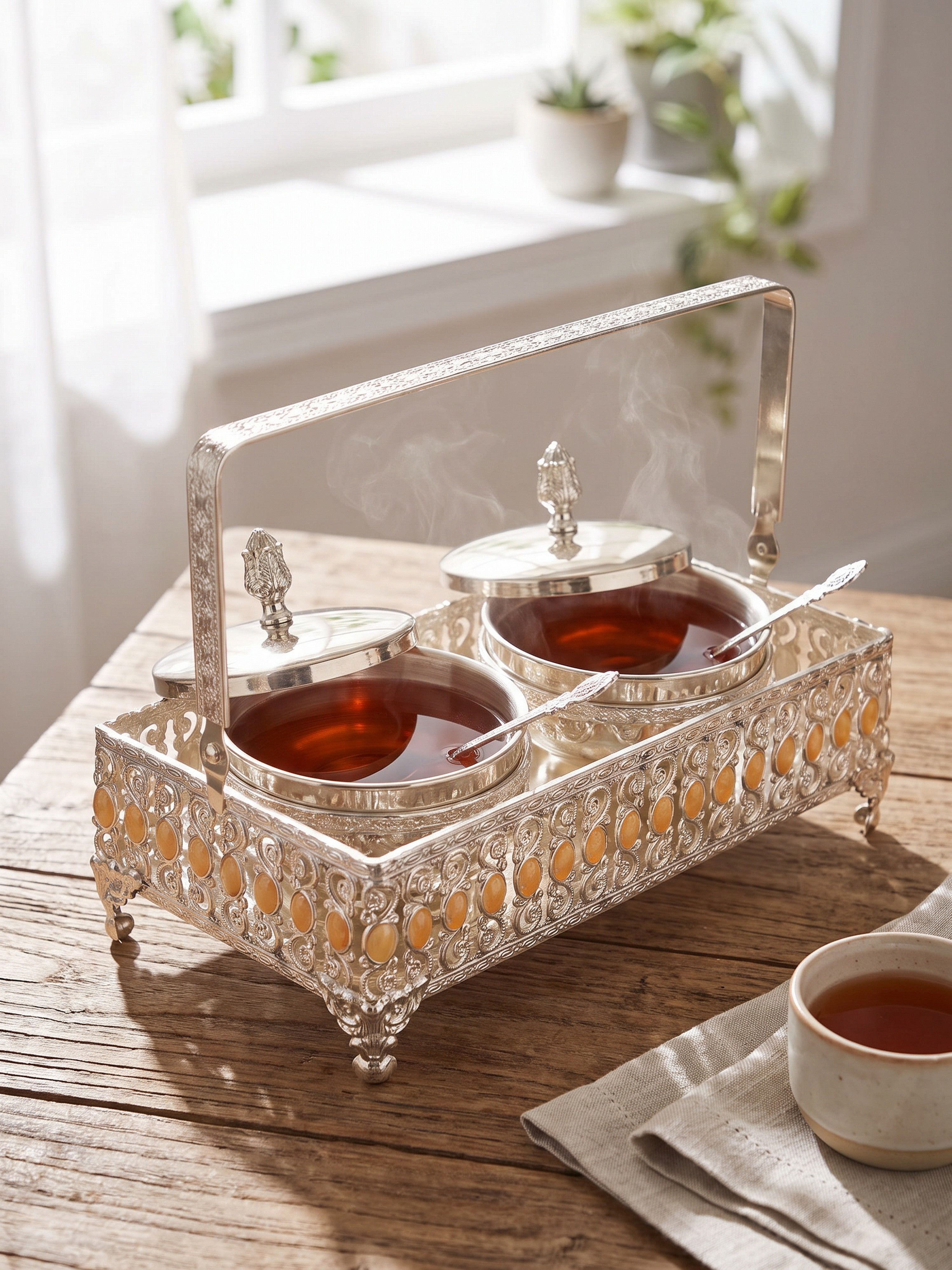 Royal Twin Condiment Bowl Set with Spoons