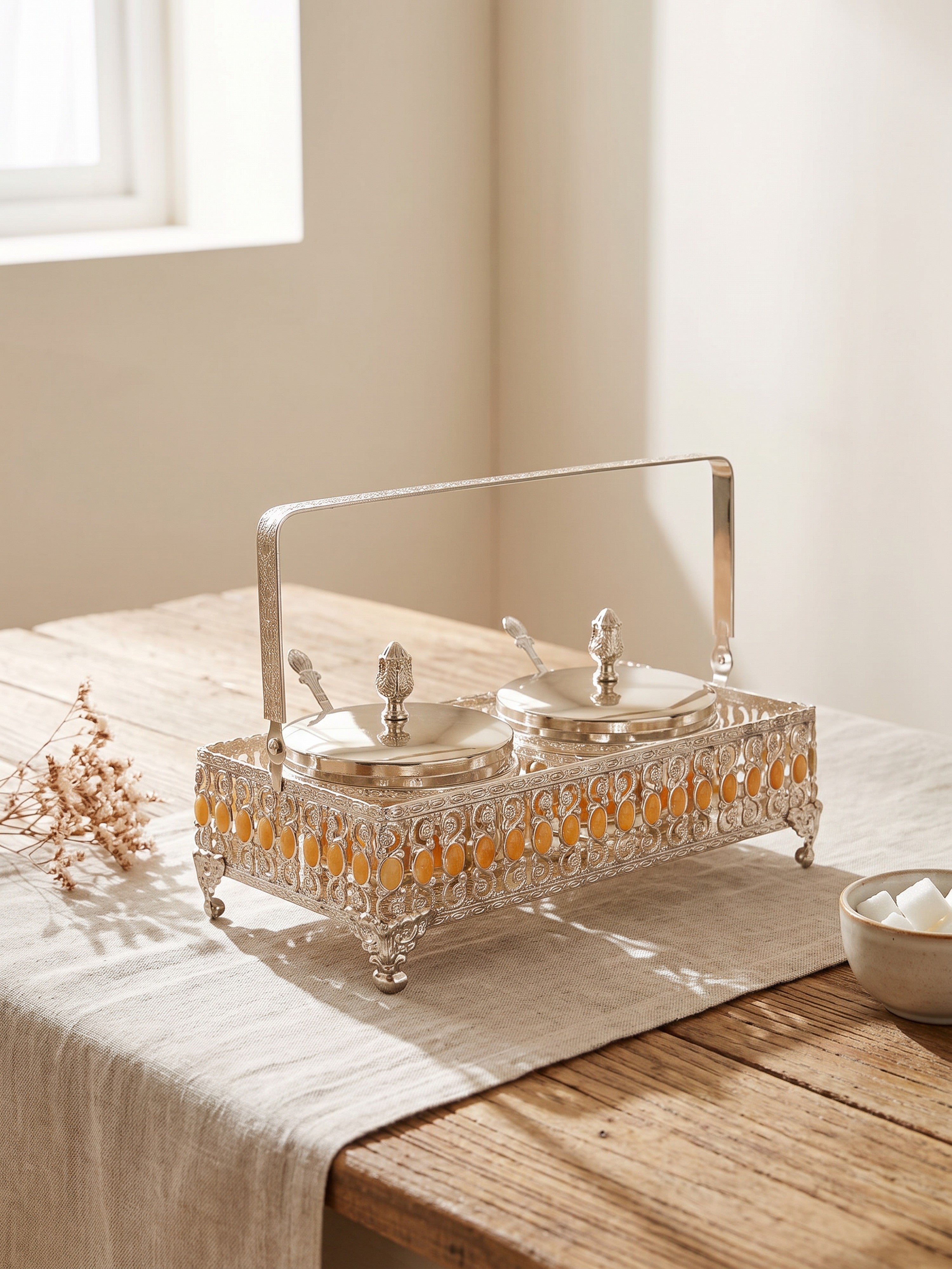 Royal Twin Condiment Bowl Set with Spoons