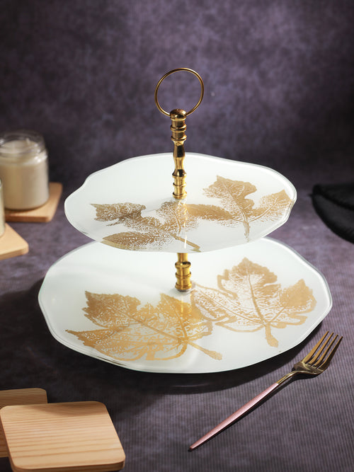 Two Tier White & Gold Cake Stand