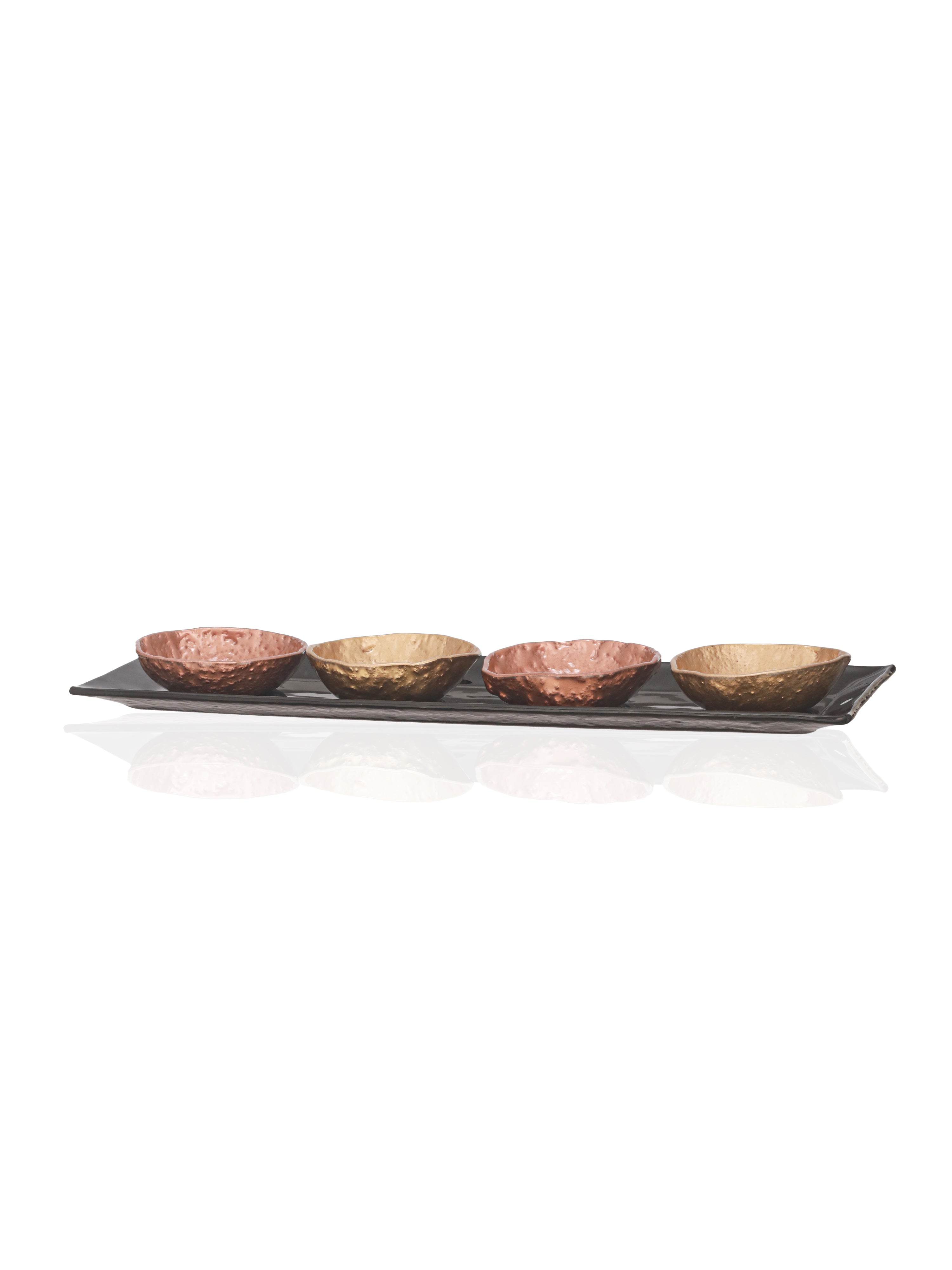 Ebony Glow Nut Bowls with Tray