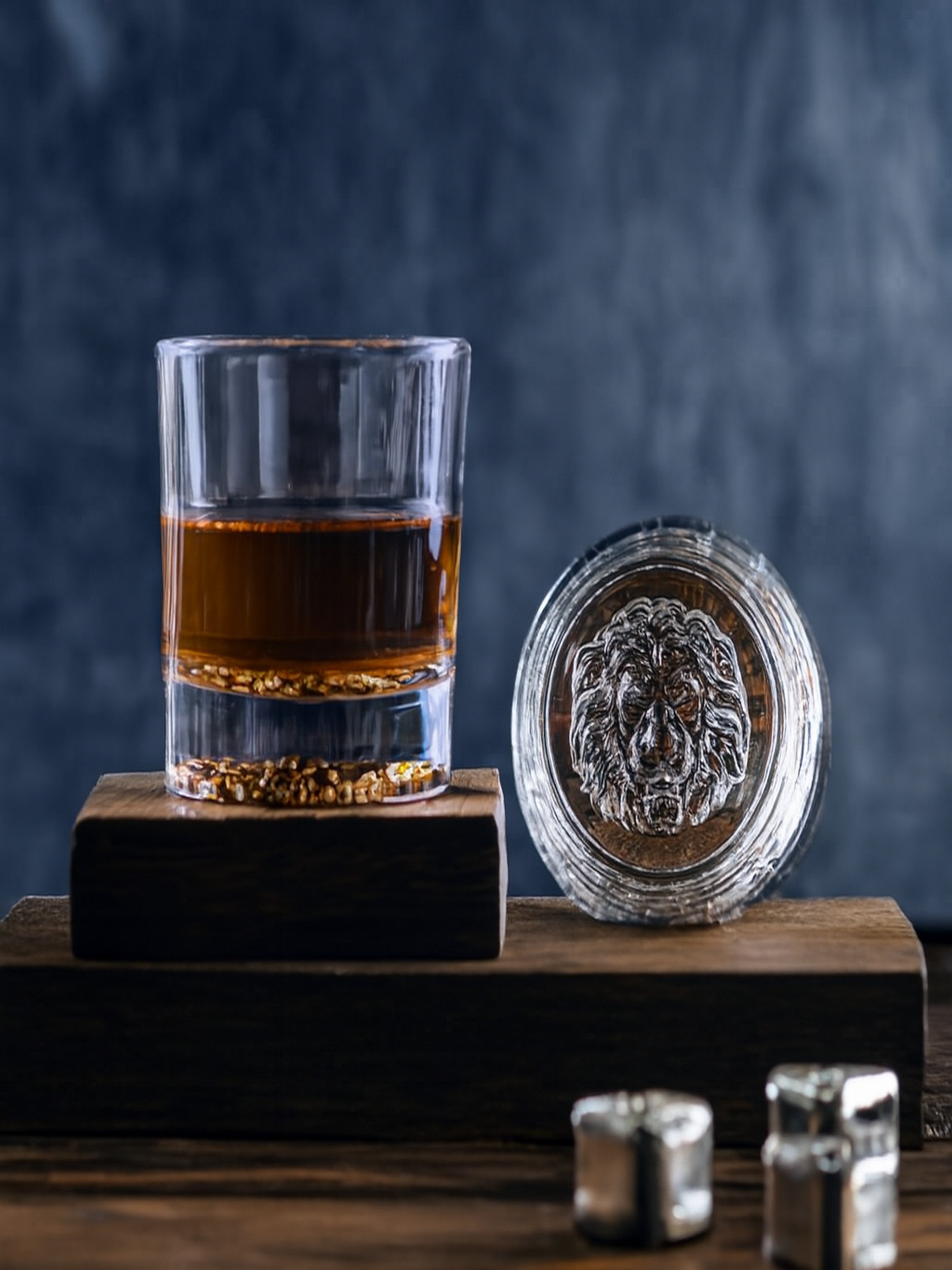 Lion Embossed Crystal Whiskey Glass