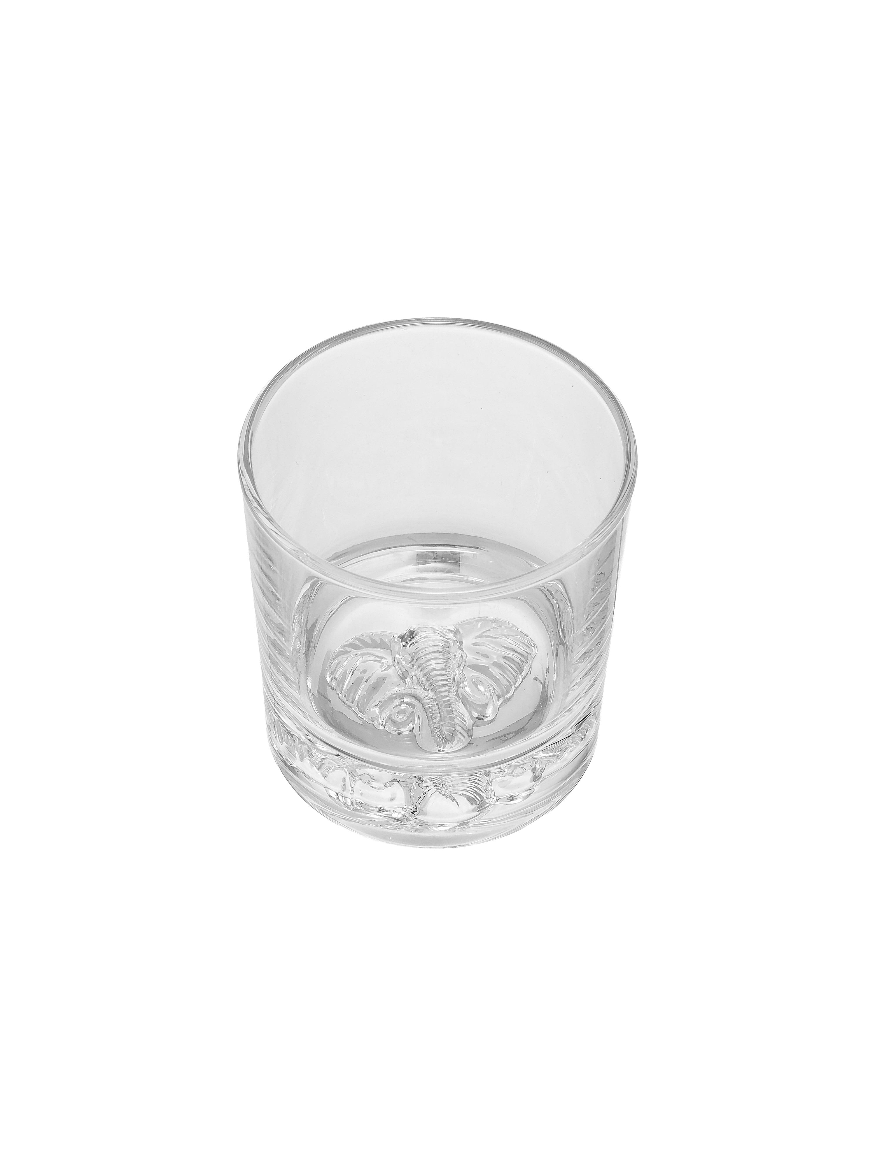 Elephant Embossed Crystal Whiskey Glass