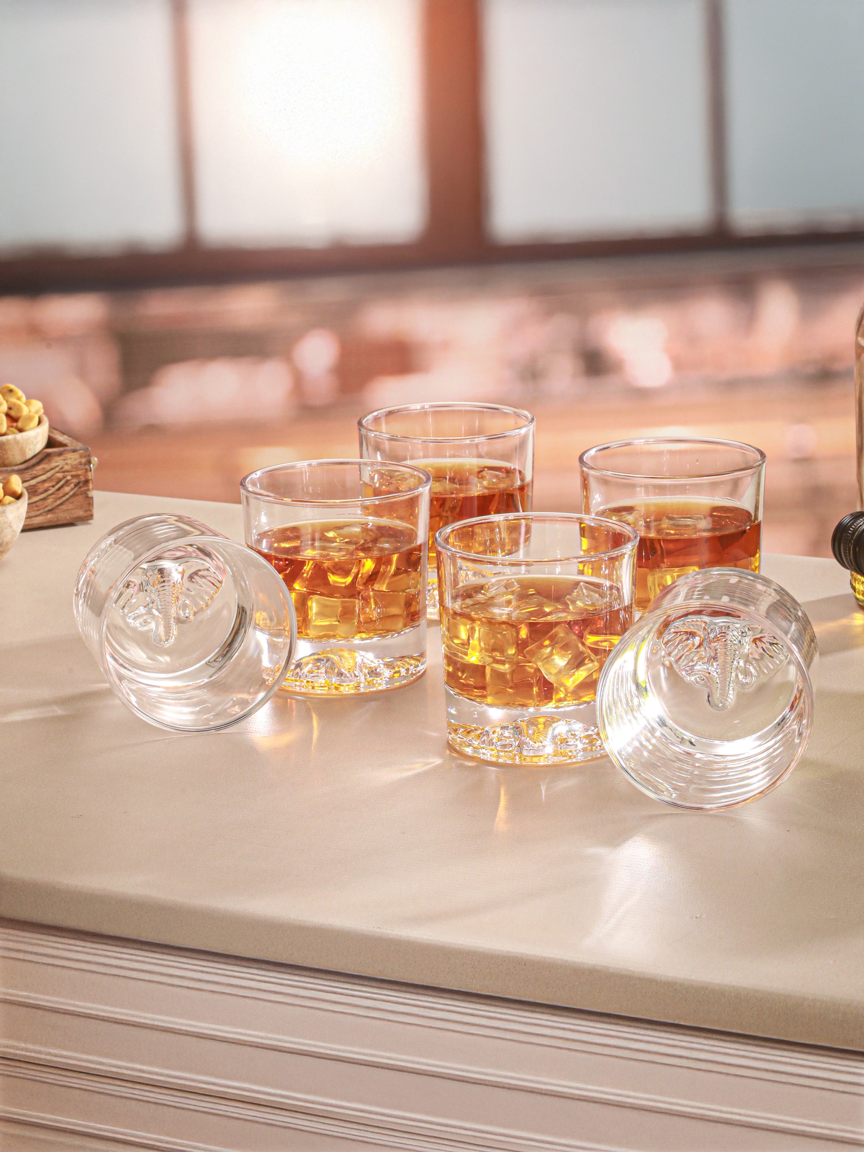 Elephant Embossed Crystal Whiskey Glass