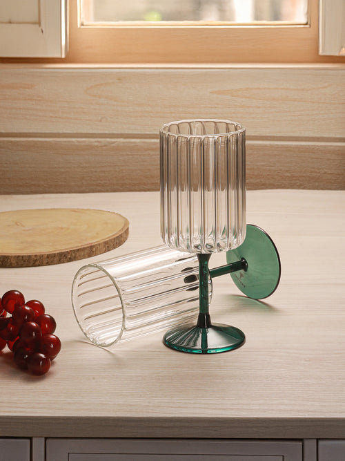 Teal Ripple Wine Glass