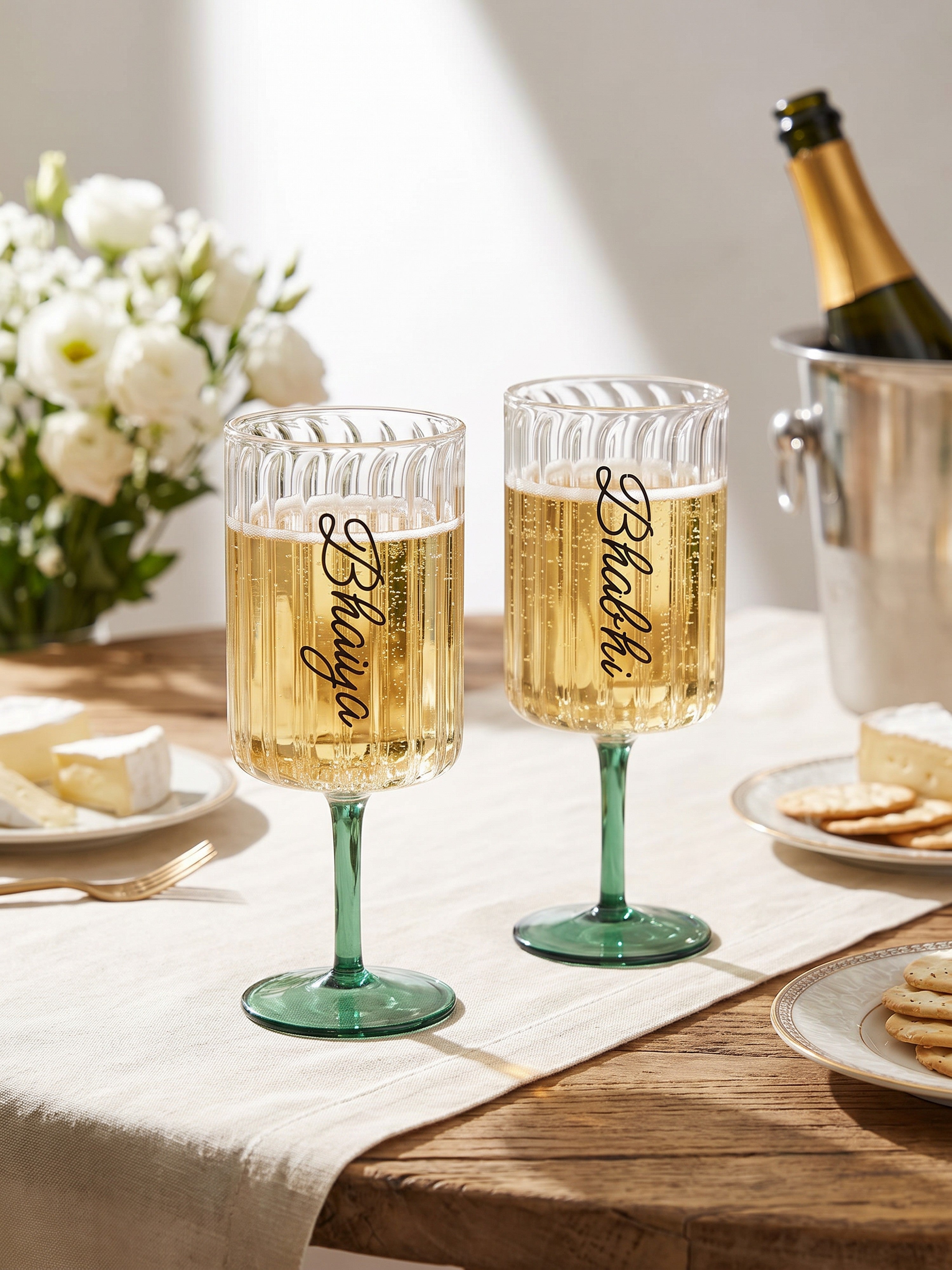 Teal Ripple Wine Glass