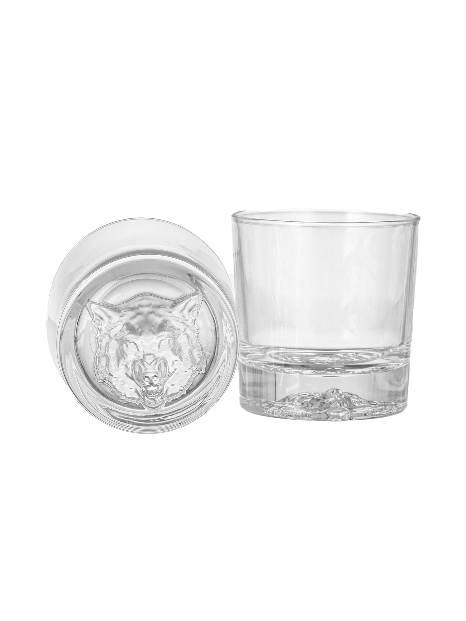 Crystal Old Fashioned Whiskey Glass With Wolf Embossed | Set Of 6