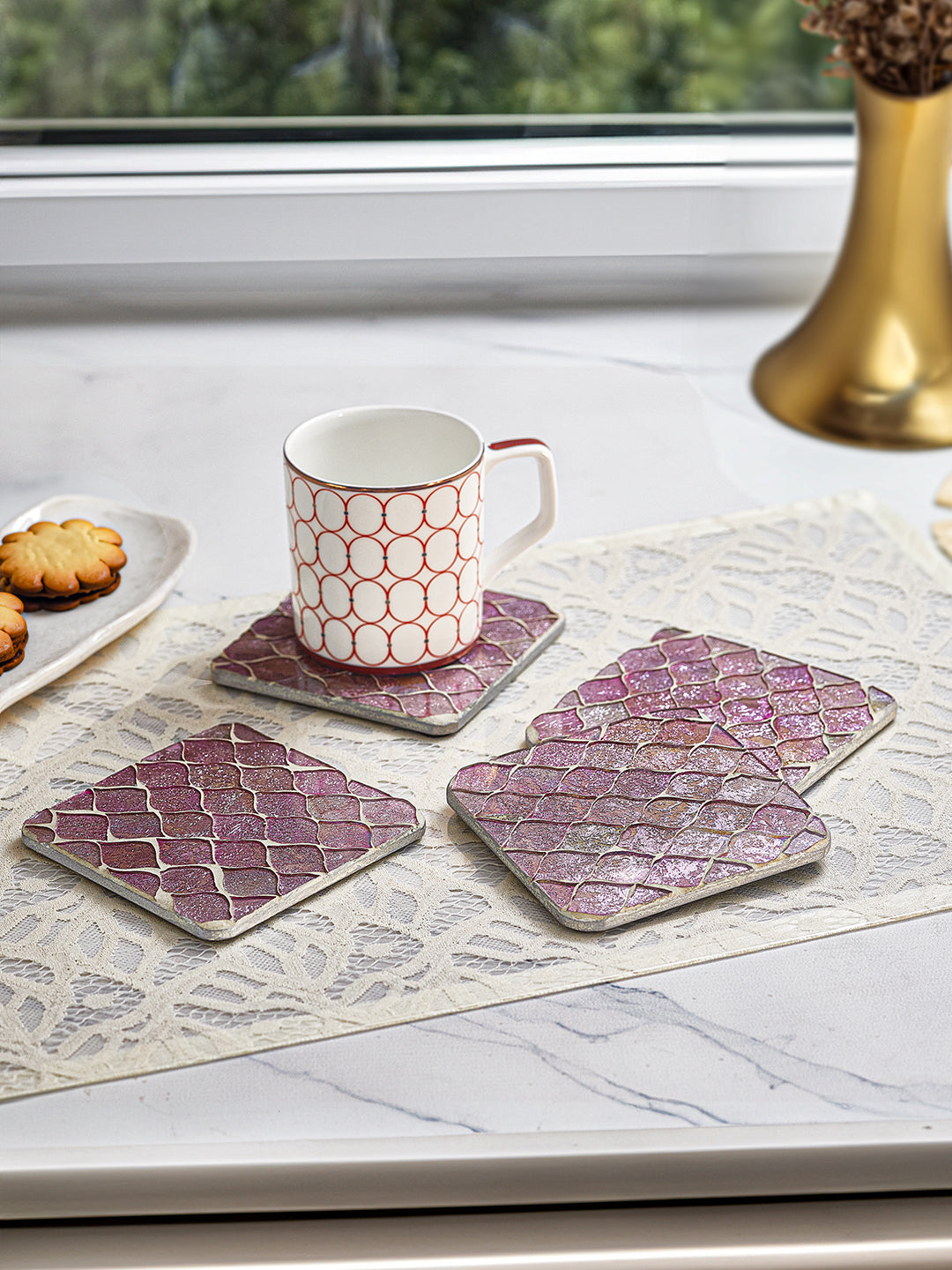 Pink Mosaic Coaster | Set of 4