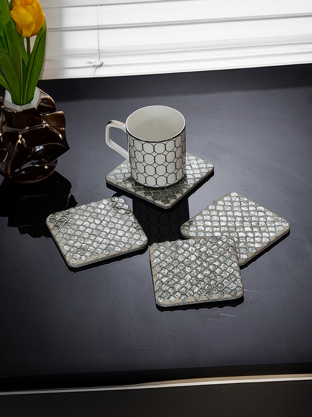 Pale Green Mosaic Coaster Set | Set of 4