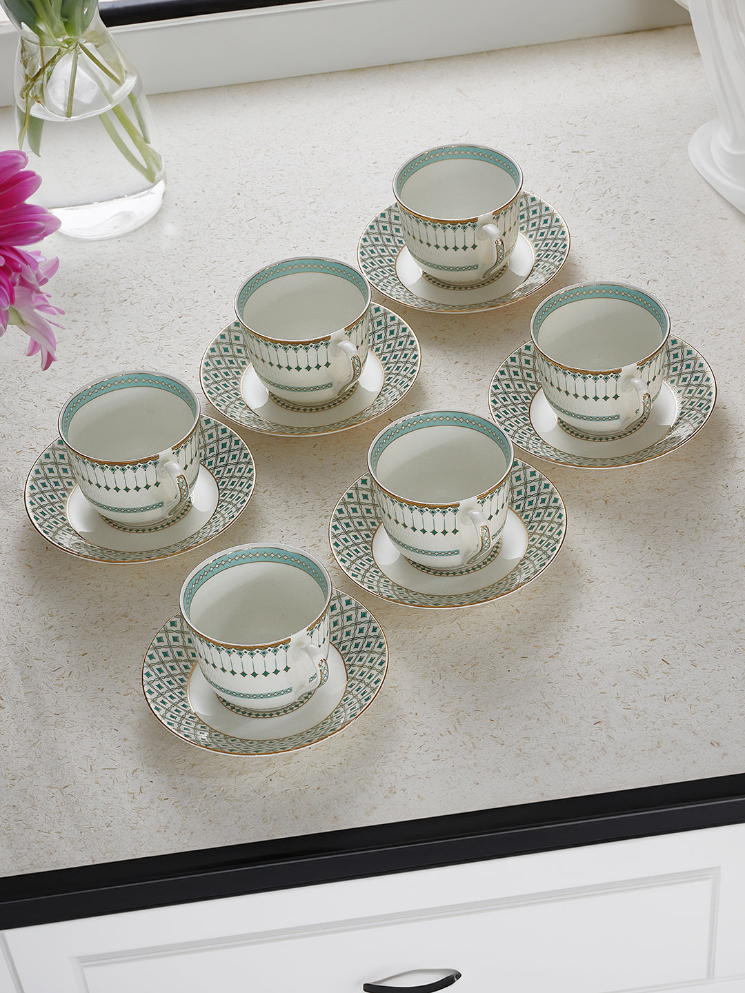 Momentum 24K Gold Plated Tea Cup And Saucer Set | Set of 6