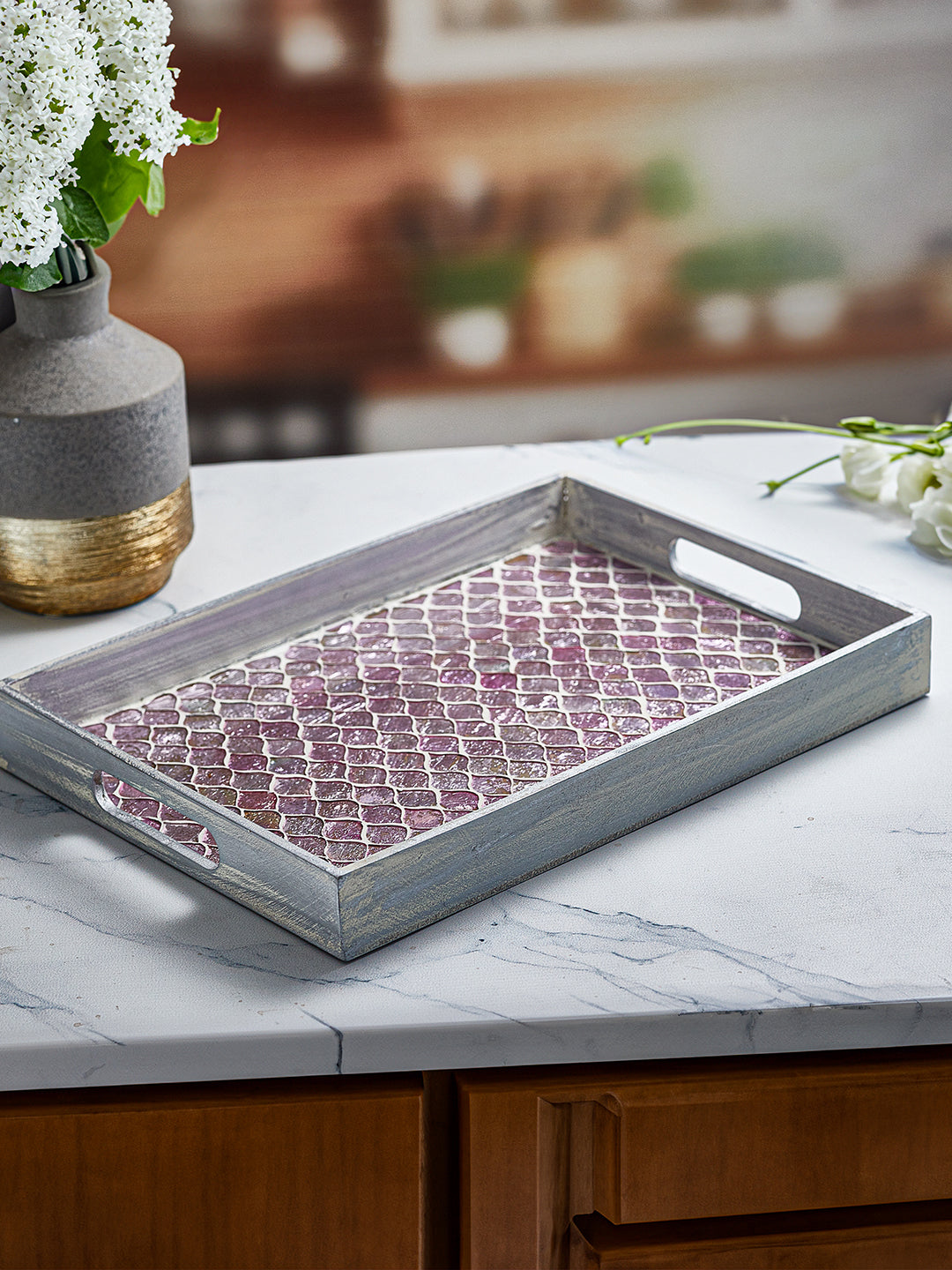 Pink Mosaic Serving Tray