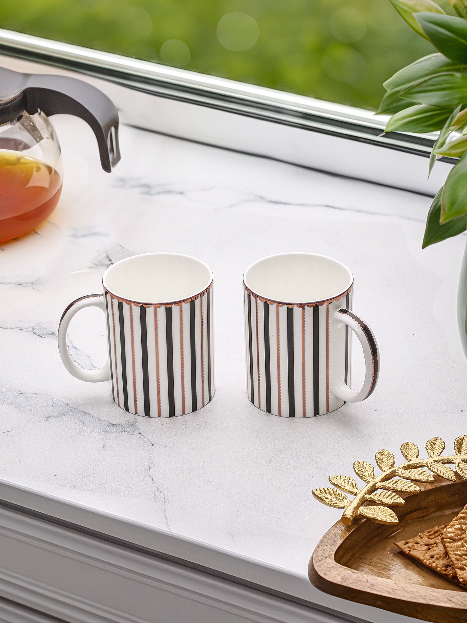 Tuxedo Stripe Tea & Coffee Mugs -Set of 2