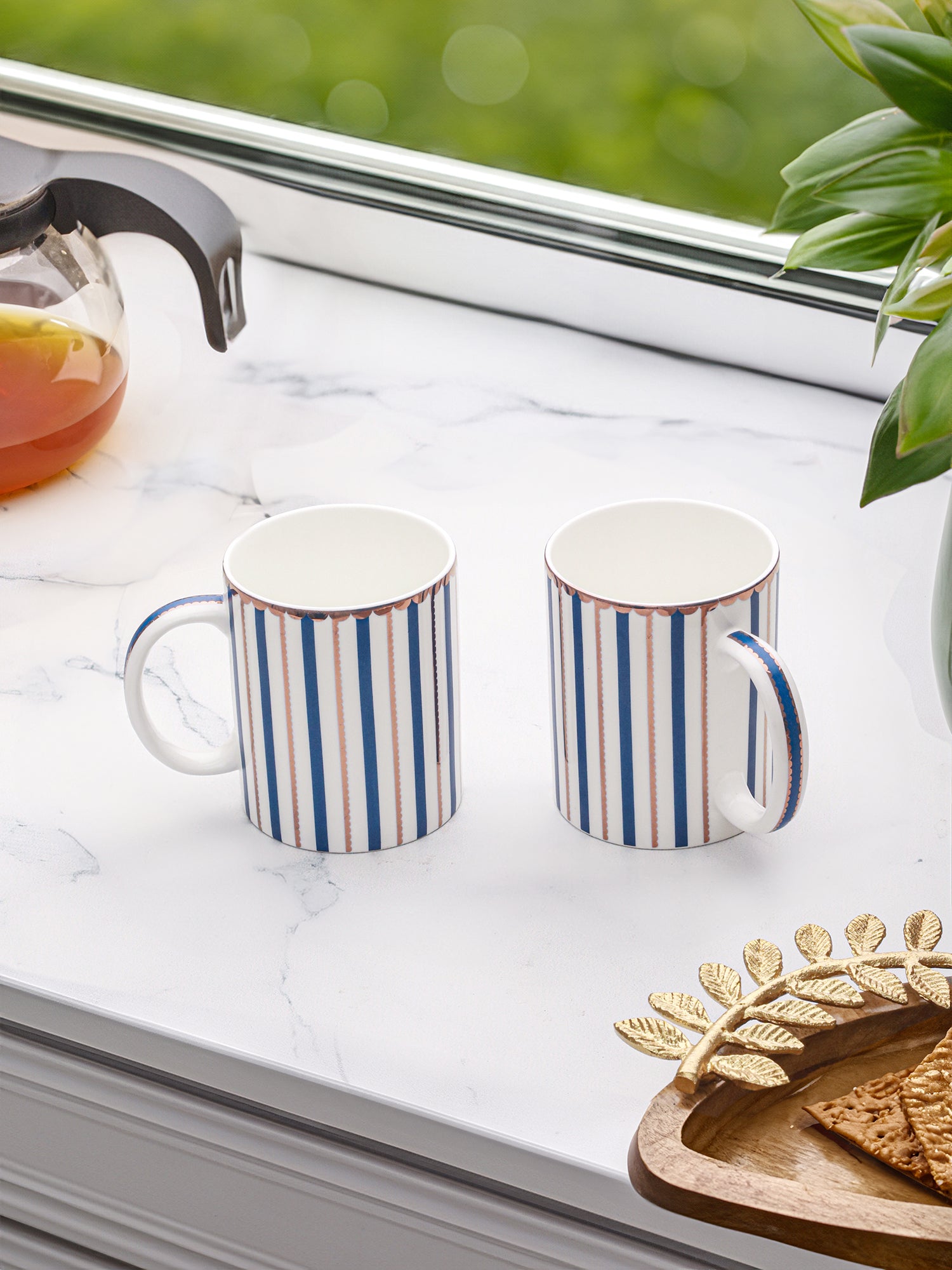 Blue Bliss Tea & Coffee Mugs-Set of 2
