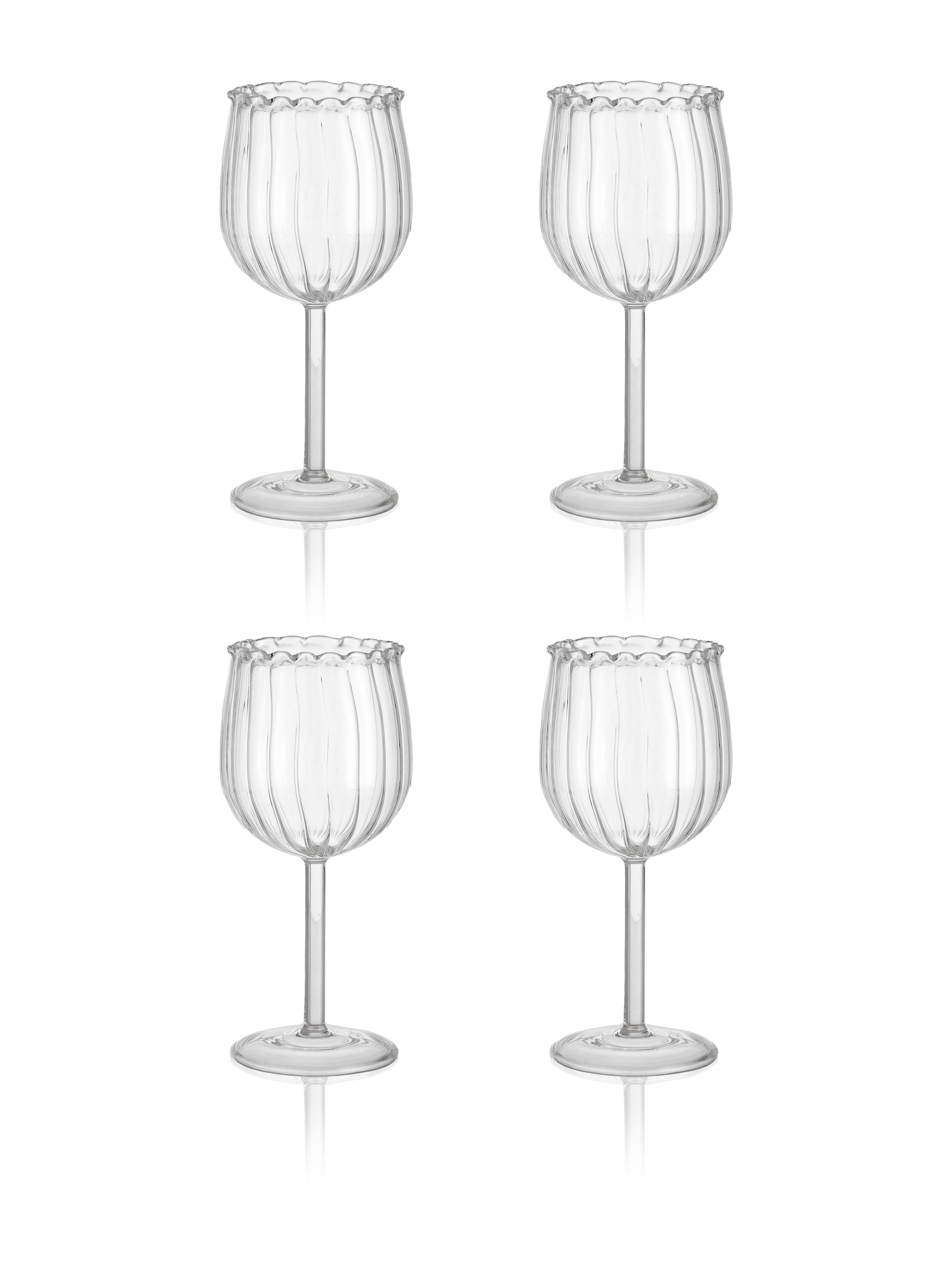 Rose shaped Red Wine Glass, Set of 4